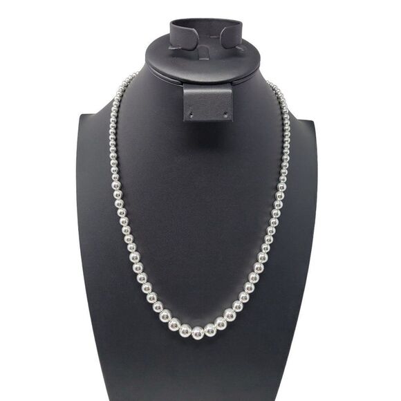 Vintage Signed Napier Graduated Silver Plated Beaded Matinee Necklace 25" Glam - Picture 10 of 10